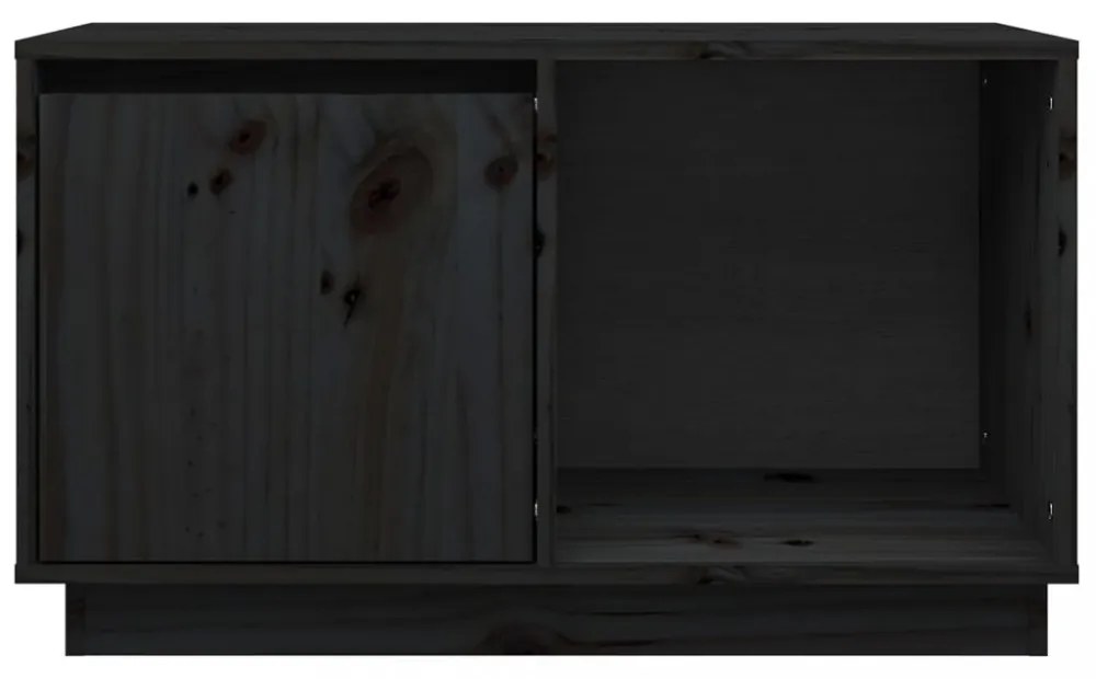 fekete tömör fenyőfa TV-szekrény 74x35x44 cm