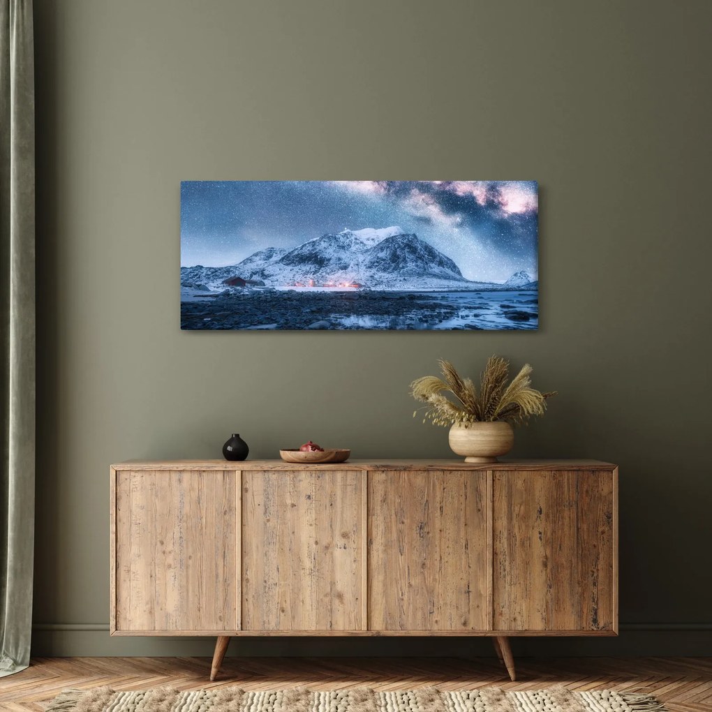 A hegyek képe a csillagos ég (120x50 cm)
