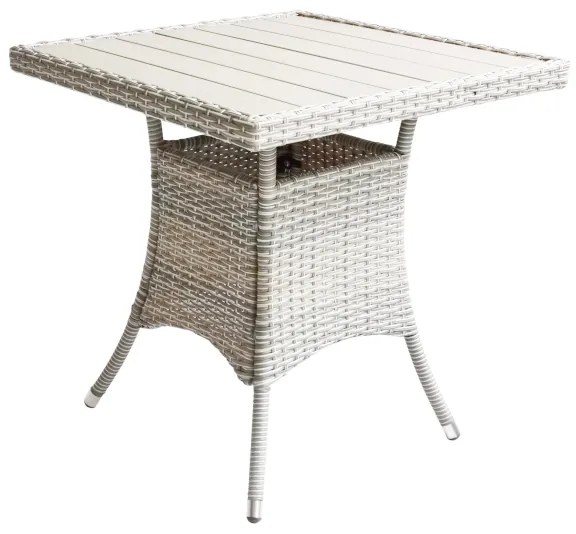 PRAKTIKER KERTI ASZTAL 70X70X75 CM, ALUMÍNIUM, RATTAN HATÁSÚ