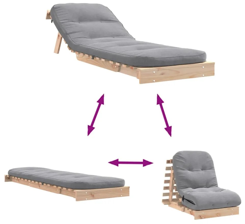tömör fenyőfa futon kanapéágy matraccal 70 x 206 x 11 cm