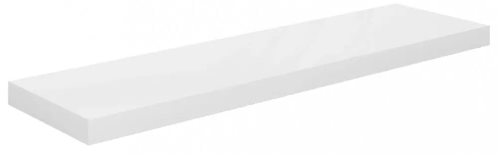 magasfényű fehér MDF lebegő fali polc 90 x 23,5 x 3,8 cm