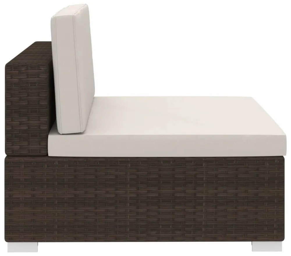 3 részes barna polyrattan kerti kanapészett párnákkal