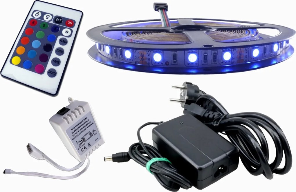 Led szalag szett 300 Smd Rgb 5050 vezérlő 5m