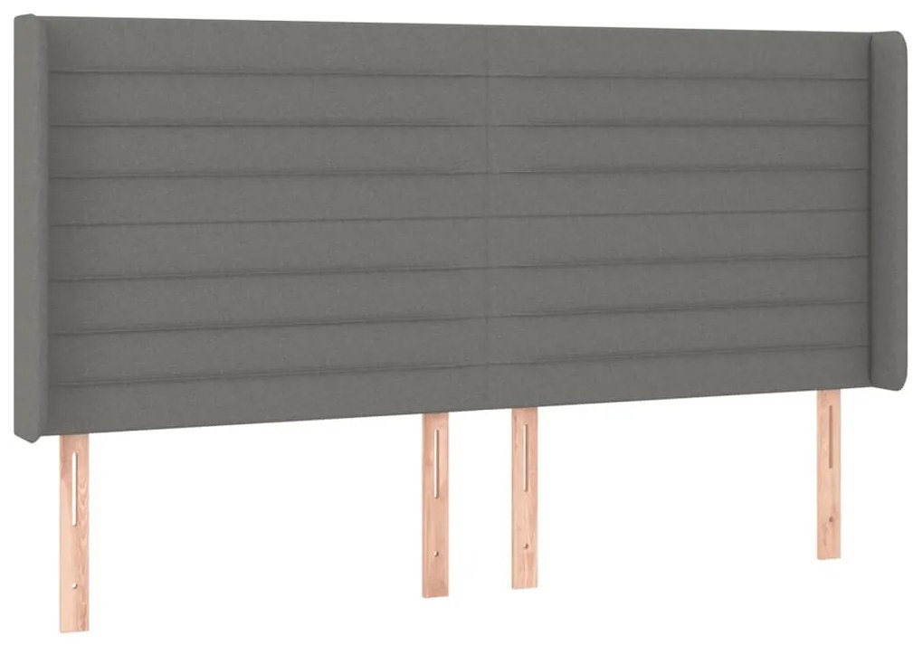 sötétszürke szövet LED-es fejtámla 163x16x118/128 cm
