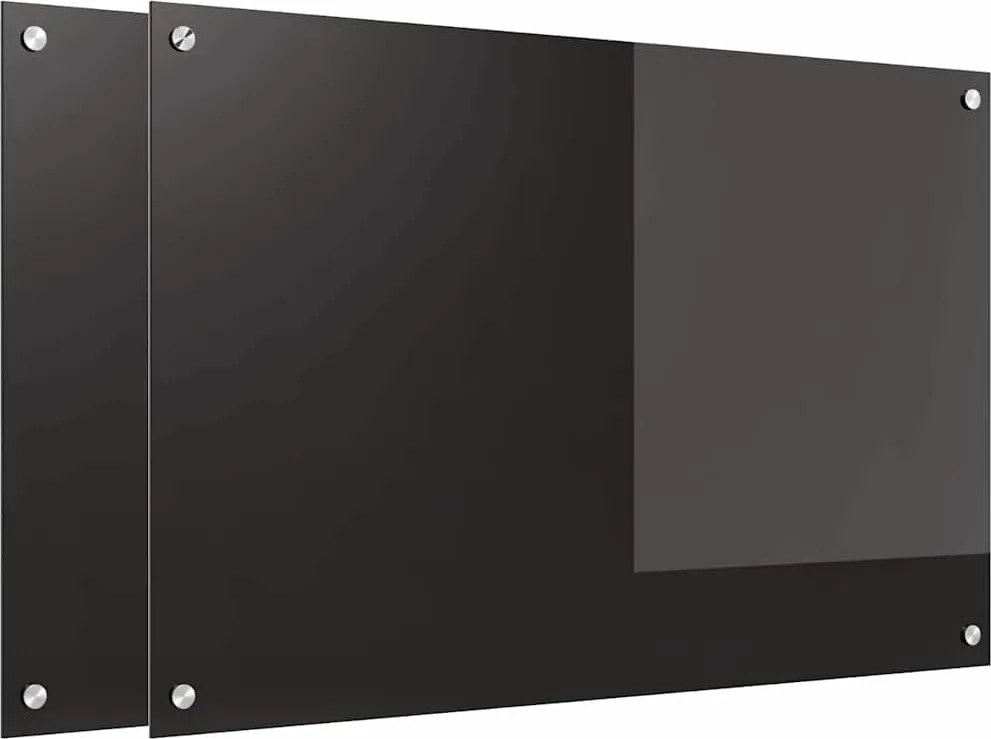 vidaXL Konyhai splashback 2 pcs Fekete 90 x 60 cm edzett üveg