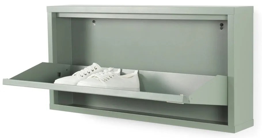 Szürkészöld fém billenő ajtós cipőtartó 75x37,5x12,5 cm Billy – Spinder Design