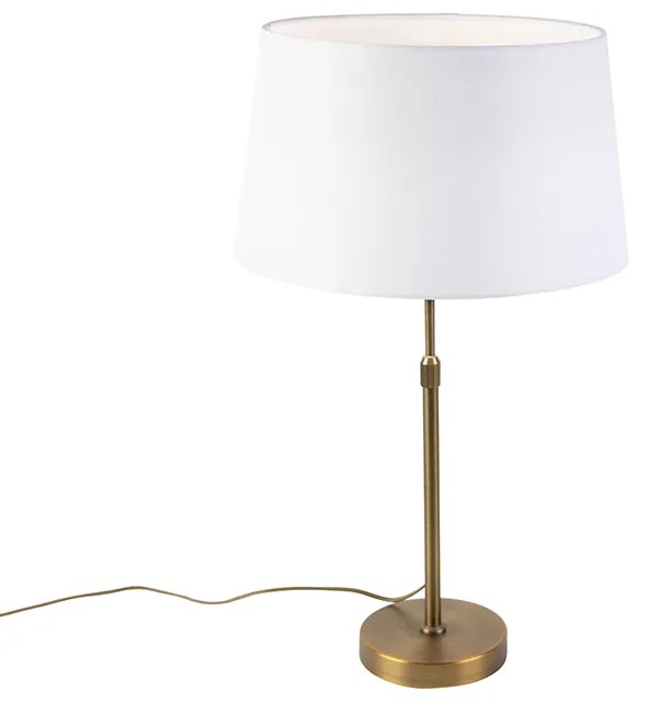 Bronz asztali lámpa vászon árnyékolóval, fehér, 35 cm - Parte