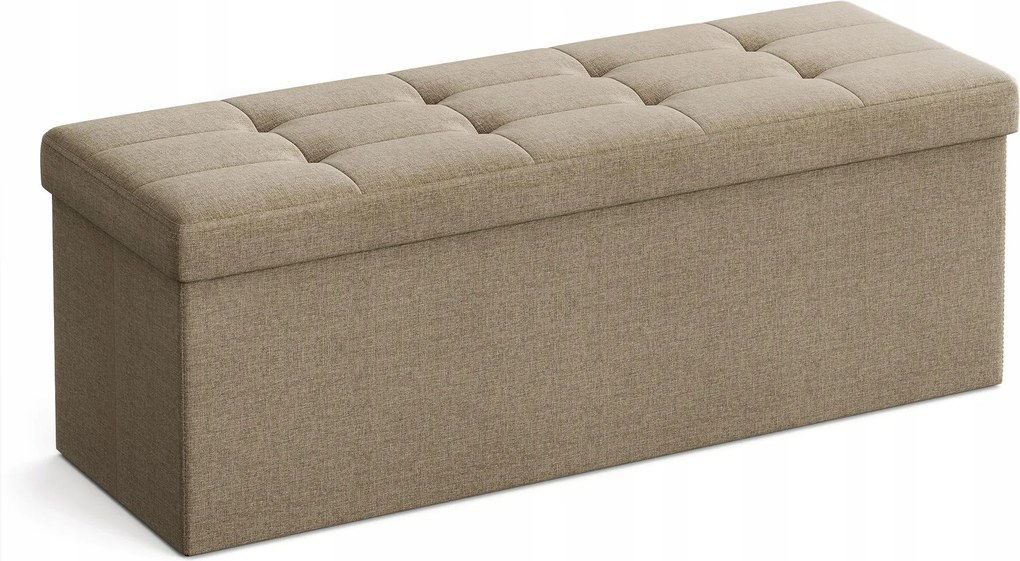 Kárpitozott puff tárolórekesszel, ülőfelület 110x38cm bézs, hálószobába