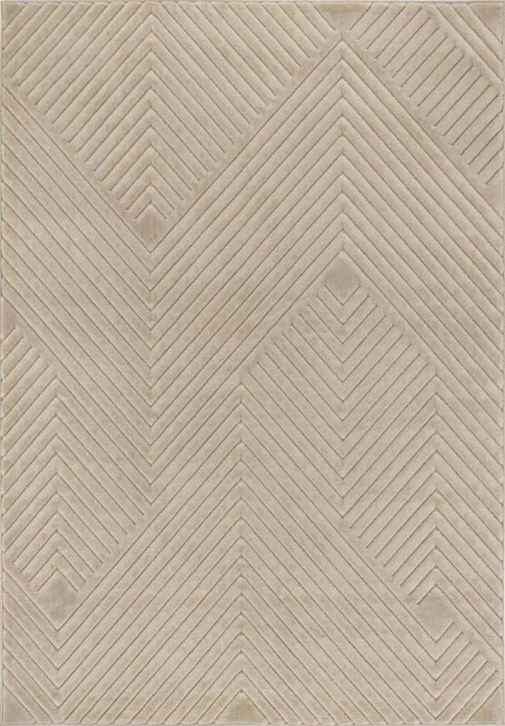 Bézs szőnyeg nappaliba ,modern halszálka mintás kivágott 133x190 cm