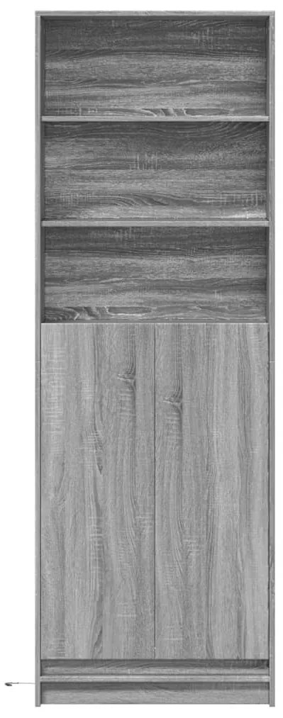 szürke sonoma szerelt fa magasszekrény LED-ekkel 69x32,5x200 cm