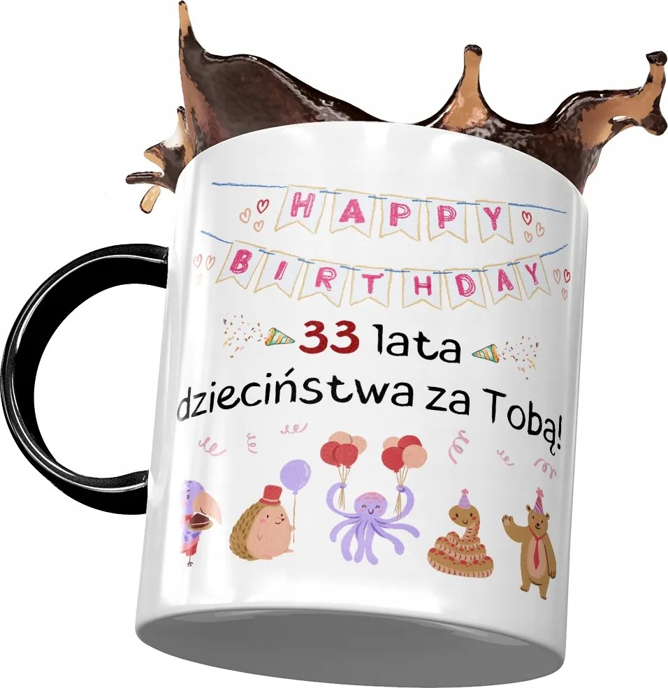 Fekete Bögre Születésnapra 33 33. 33. Ajándék Nyomtatott Fotóval