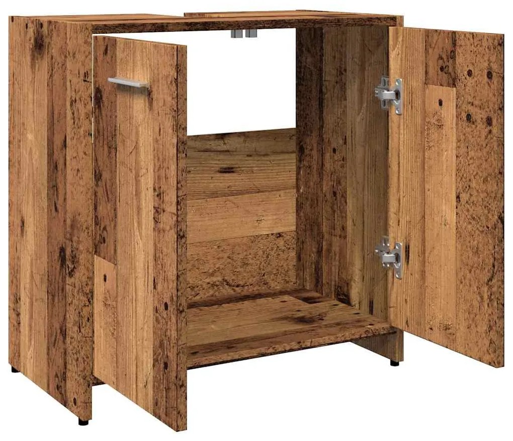 antik fa színű szerelt fa fürdőszobai mosdószekrény 60x33x60 cm
