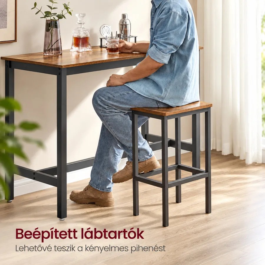 Bárasztal 2 bárszékkel, konyhai bárpult szett 120 x 60 x 90 cm