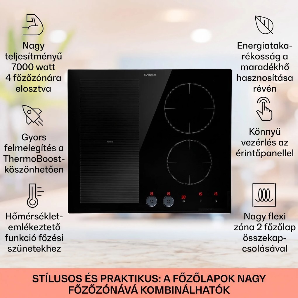 Klarstein Magnichef 4 Flex beépíthető indukciós főzőlap 4 zónás / Flex zóna 7000W üvegkerámia