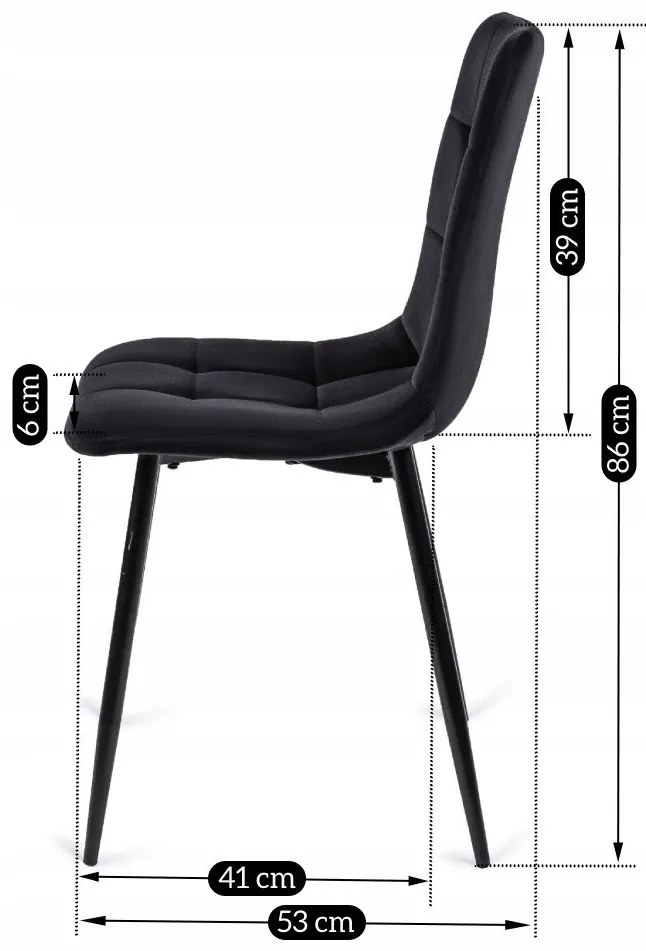 Étkezőgarnitúra: bővíthető asztal 102–142 cm + 4 db fekete velúr szék – HARRY / PERU