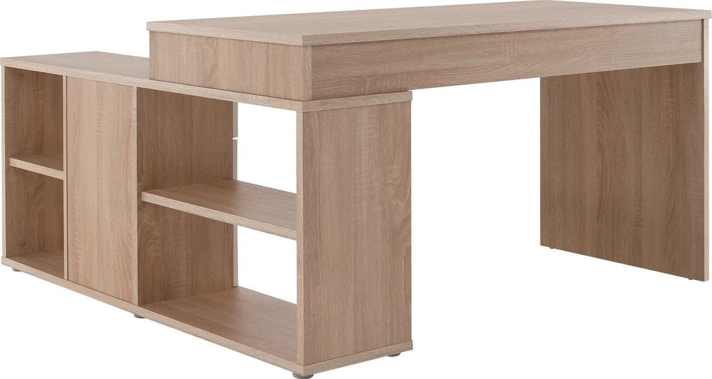 Sarok íróasztal, sonoma tölgy/fehér, NOE NEW