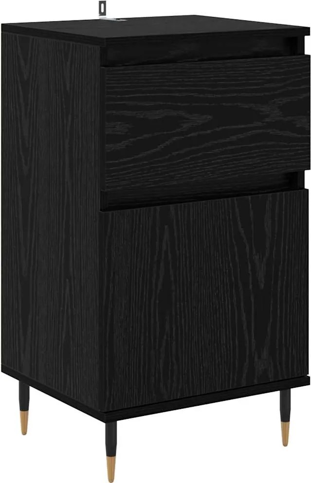 vidaXL Széf fiókkal Fekete tölgy 40 x 35 x 70 cm Műszaki fa és vas