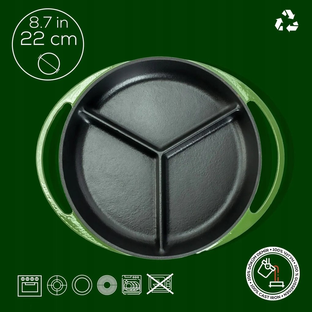 Trio öntöttvas serpenyő 22cm zöld