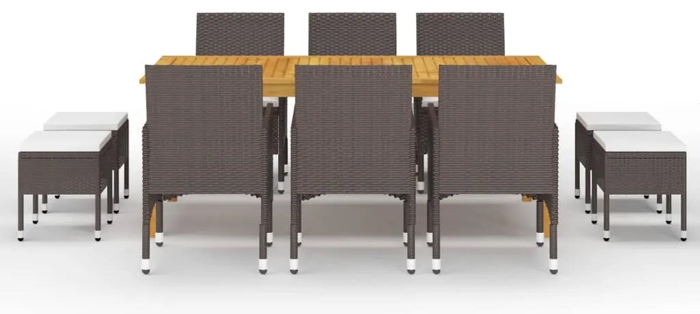 vidaXL 11 részes barna kerti étkezőgarnitúra