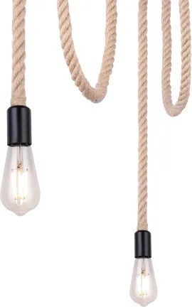 Globo 69029-3H1 Függeszték fém fekete , barna kender kötéllel. Ø:300, H:1600, exkl. 3xE27 60W 230V