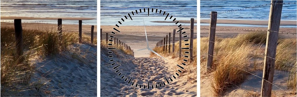 Kép - Út az északi-tengeri strandra, Hollandia (órával) (90x30 cm)