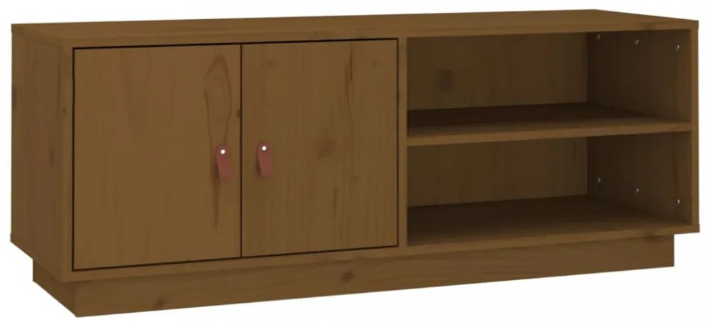 mézbarna tömör fenyőfa TV-szekrény 105 x 34 x 40 cm