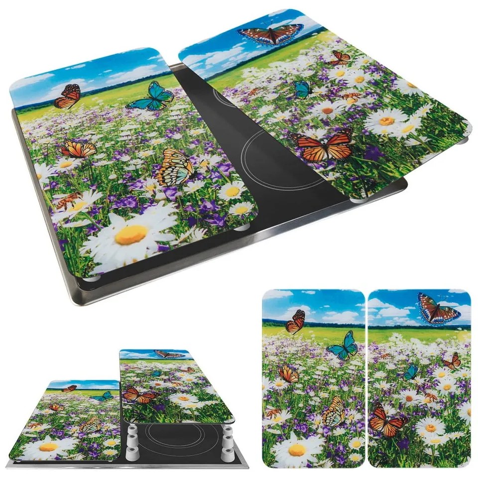 Edzett üveg tűzhely fedőlap szett 2 db-os 52x30 cm Summer Meadow – Maximex