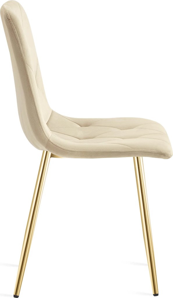 Világos bézs bársony étkezőszék LIBRA arany lábakkal