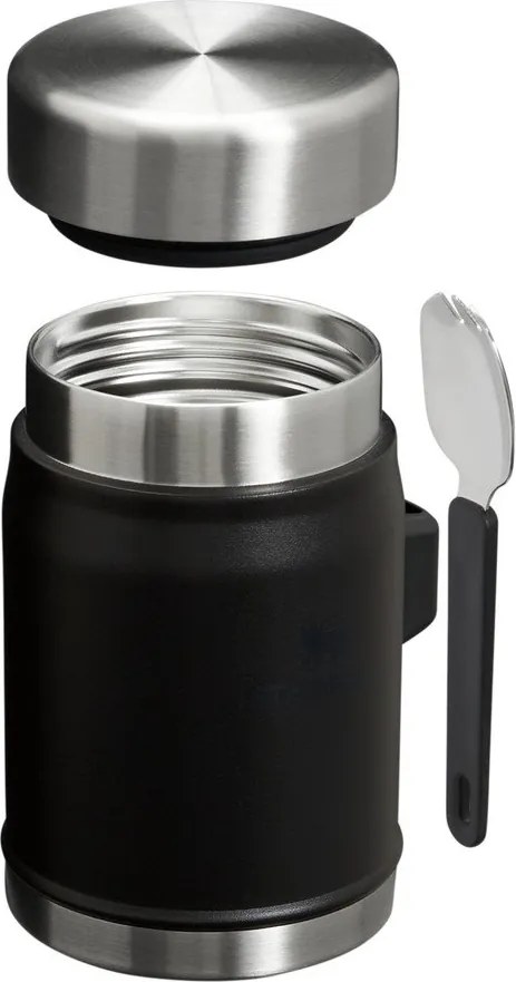 Matt fekete rozsdamentes acél ételtartó termosz 400 ml Legendary Food Jar + Spork Black 2.0 – Stanley