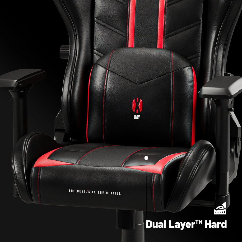 Gamer szék műbőr King Size, fekete-piros: Diablo X-Ray 2.0