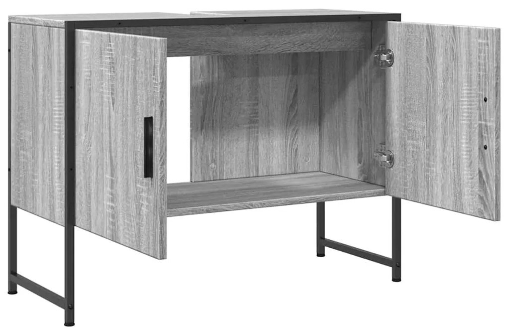szürke sonoma szerelt fa fürdőszobai mosdószekrény 80x33x60 cm