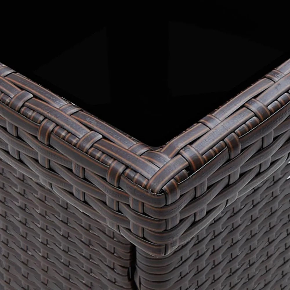 5 részes barna polyrattan és edzett üveg kerti étkezőszett