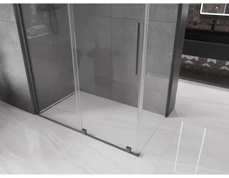 Mexen Velar, tolóajtós zuhanykabin 160 x 85 cm, 8 mm átlátszó üveg, polírozott grafit, 871-160-085-01-95