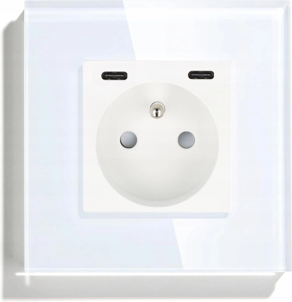 Usb C+C Gyorstöltő Aljzat Fehér tűvel 4A 20W