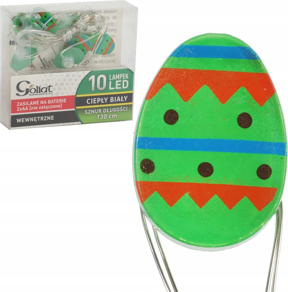 Tojás Girland Lámpa 10LED Húsvét Zöld