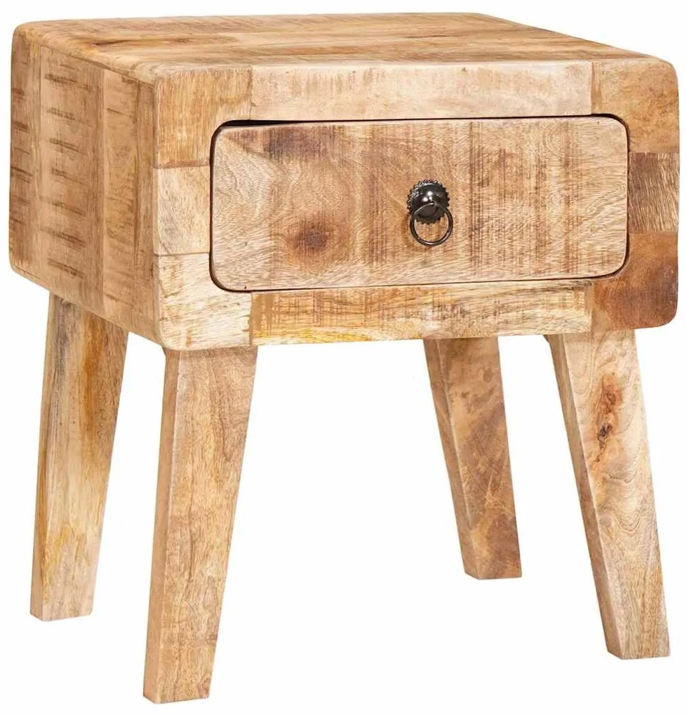 Végasztalok fiókkal ajtóval Barna 40 x 32 x 46 cm tömör mangófa