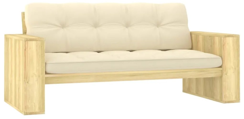 vidaXL impregnált fenyőfa kerti pad krémstínű párnákkal 179 cm