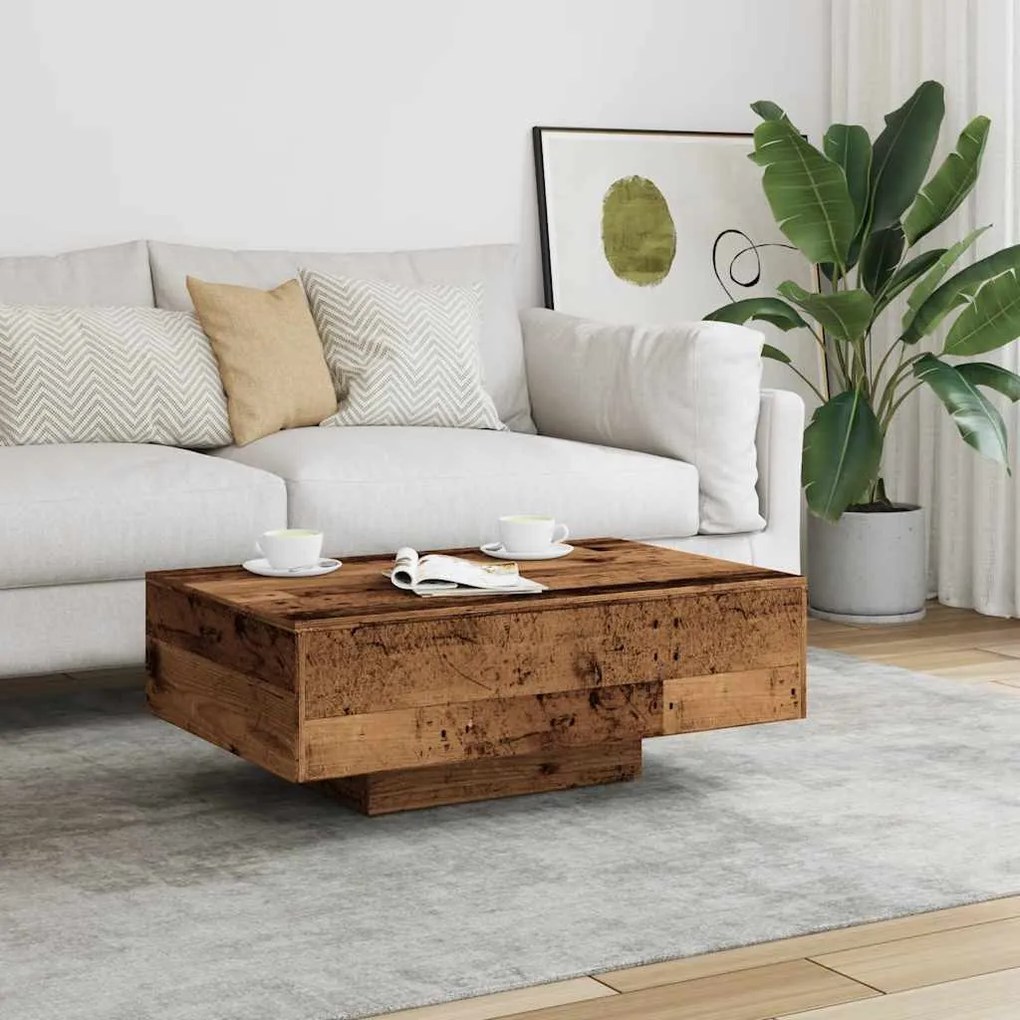 antik fa színű szerelt fa dohányzóasztal 85 x 55 x 31 cm