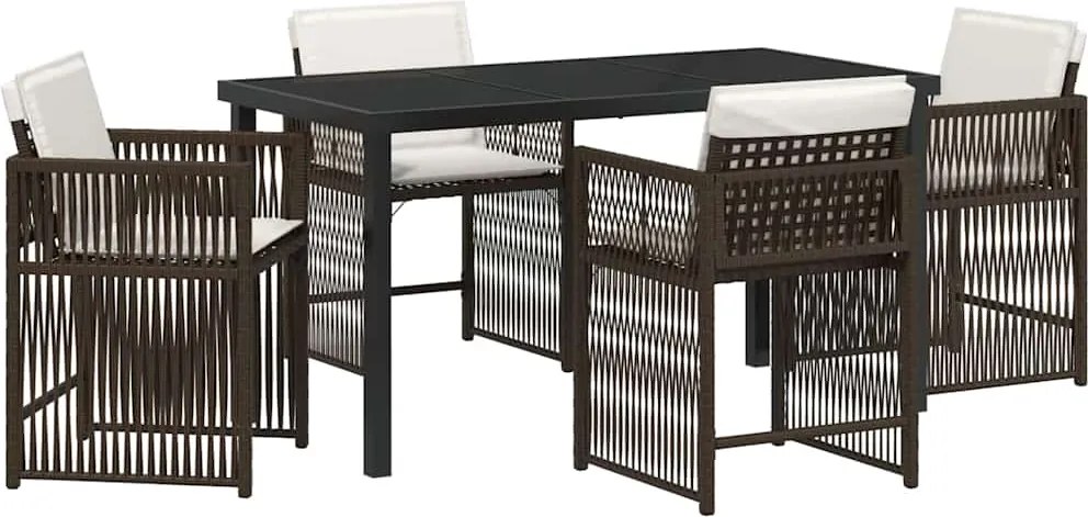vidaXL Kert étkező szett 5 pcs Barna polirattan