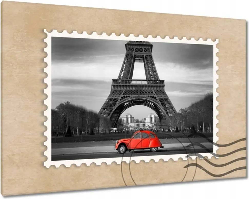 Vászonkép 60x40 Autó Eiffel-torony