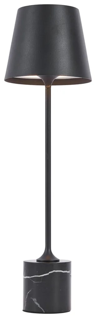 Modern fekete asztali lámpa 37 cm LED-del, dimmelhető, IP54, újratölthető - Topi