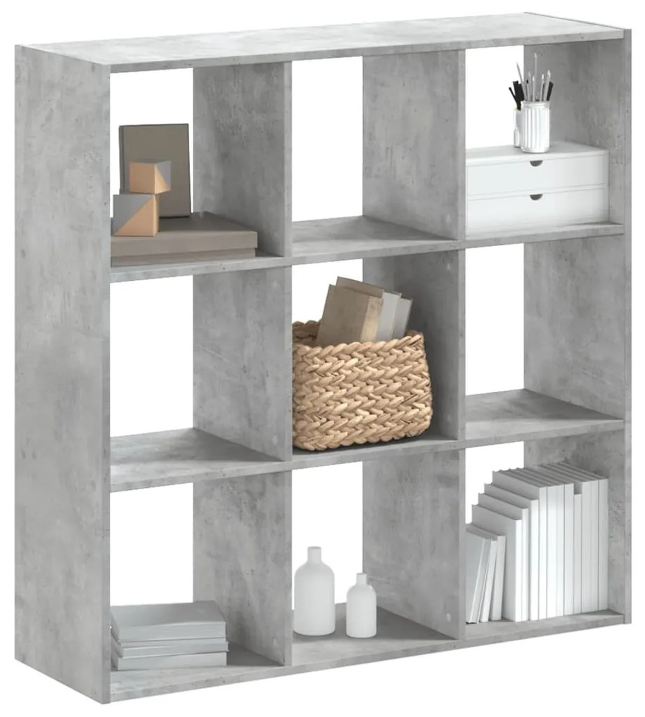 betonszürke szerelt fa könyvespolc 102 x 32 x 102 cm