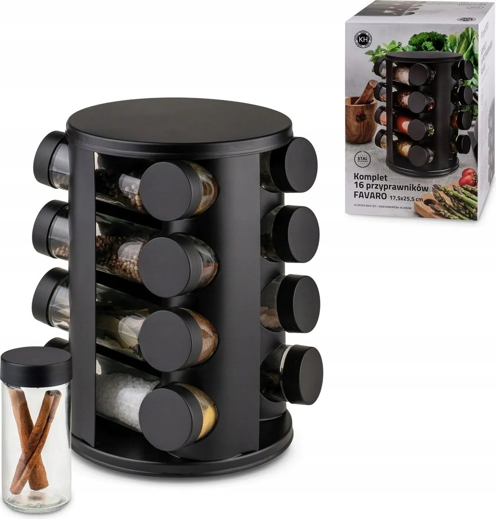 Fűszertartó Szett Állvány Fűszertartók 16 Db-os Fűszertartó