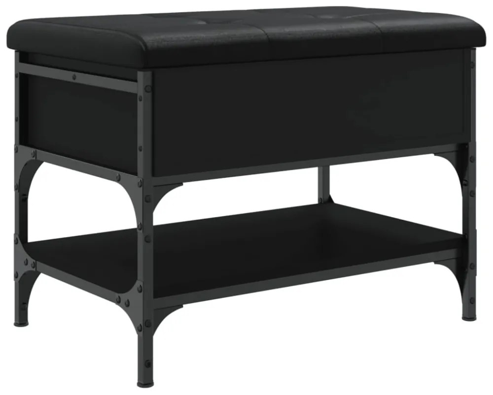 fekete szerelt fa cipőtároló pad 62 x 42 x 45 cm