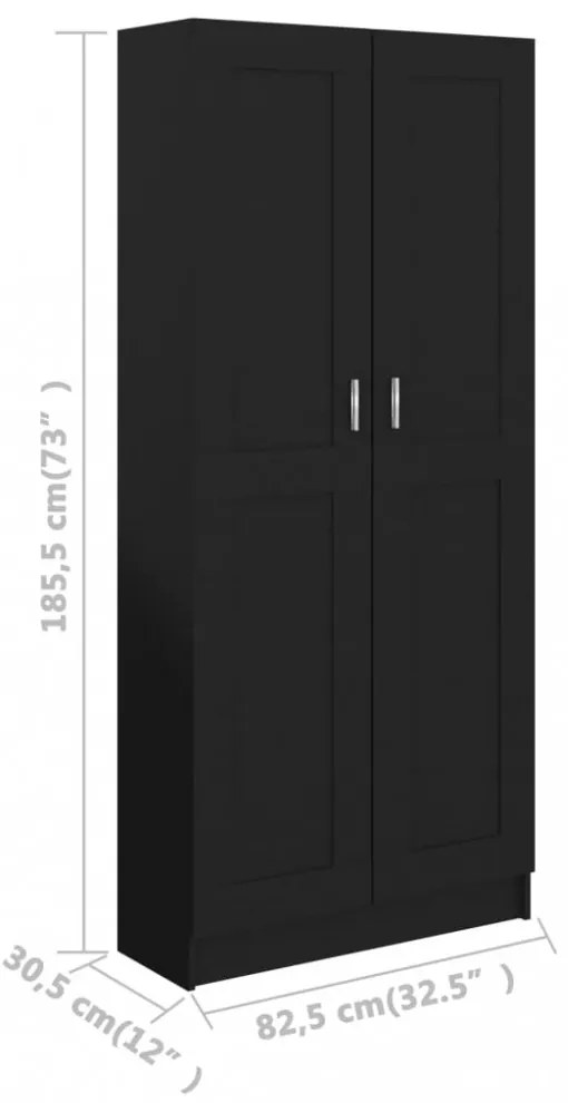 fekete szerelt fa könyvszekrény 82,5 x 30,5 x 185,5 cm