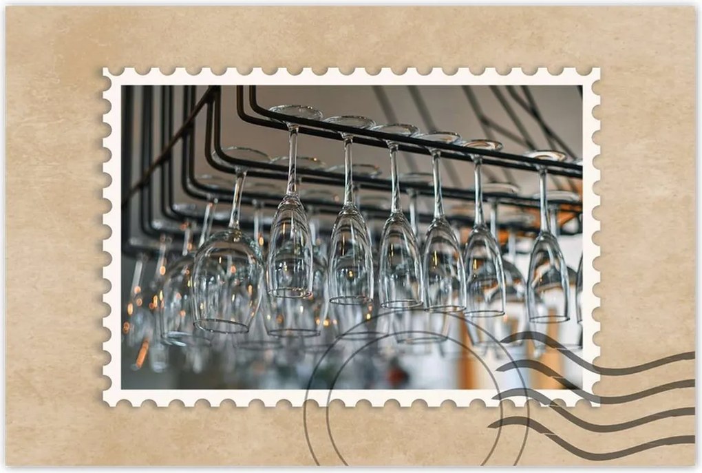 Poszterek 60x40 Függő poharak a bárban