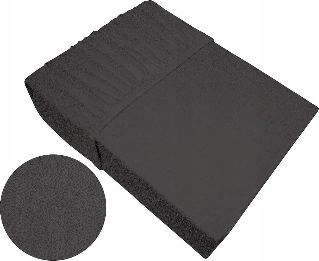 Gumis frottír lepedő vastag fehér 200x220 sötét hamu