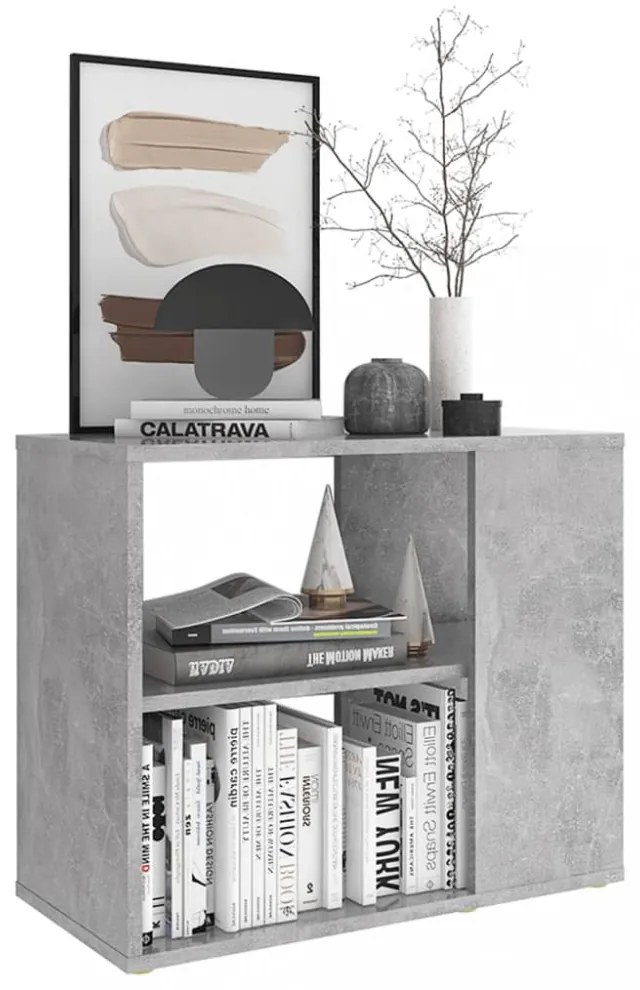 betonszürke szerelt fa kisszekrény 60 x 30 x 50 cm