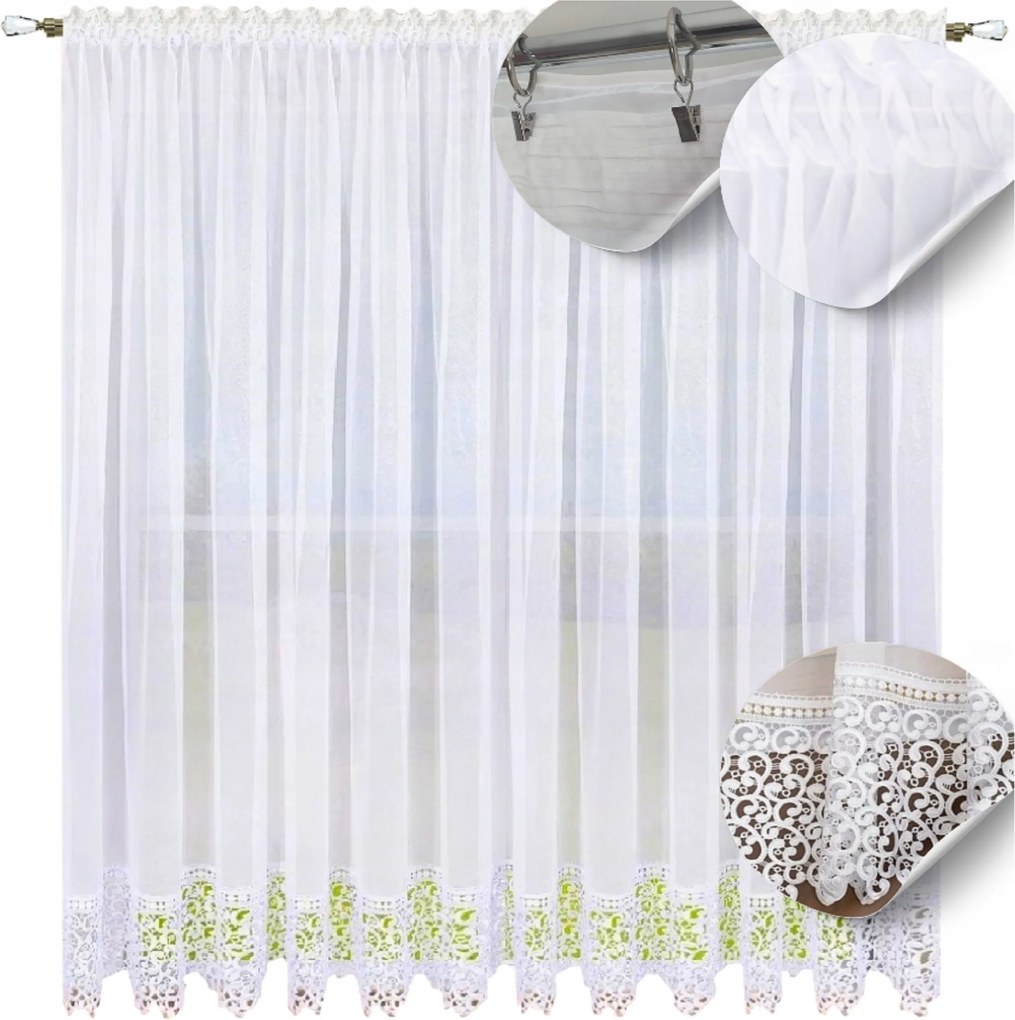 Kész függöny sima 250x300 hosszú csipkével, klasszikus csipkés függöny