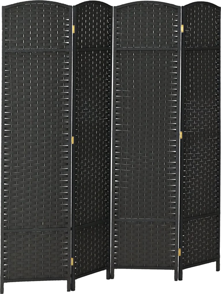 HOMCOM 4-Panel Szobaelválasztó 160x170 cm Összecsukható Szobaelválasztó Nappalihoz, Hálószobához, Irodához Fekete | Aosom